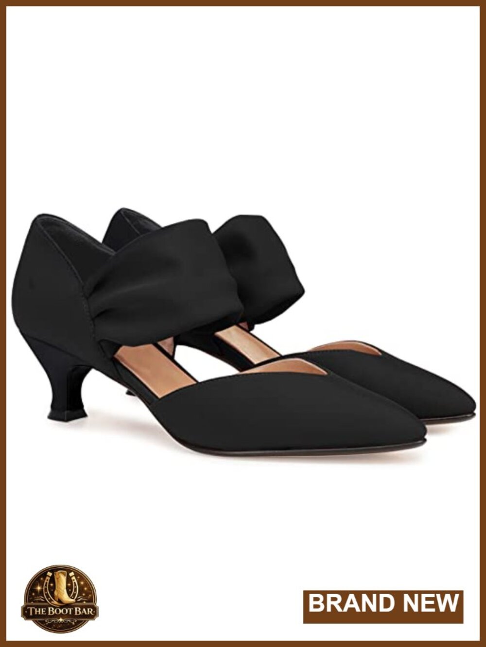 Womens Low Kitten Heel Pointed Toe Slip On Ankle Strap Cutout Party Wedding